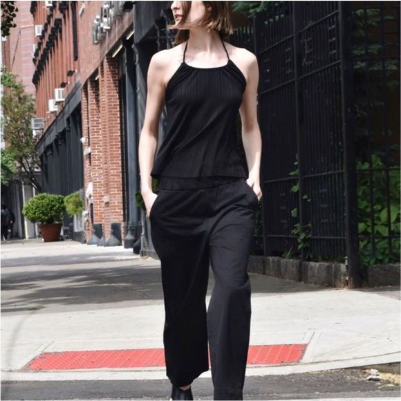 Everlane The Easy Pant Wide Leg Organic Cotton Black Size L NWT - Picture 12 of 13